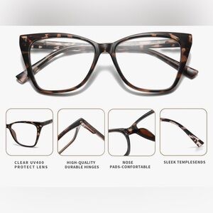 LKEYE oversized reading glasses. 1.0 diopters. Brown and black. NWOT